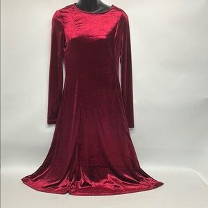 Elegant Velvet Red Dress long sleeves size medium US 6 SHEIN